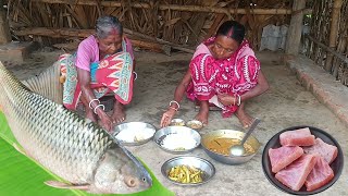 village cooking Grandma MRIGEL FISH CURRY And eating with hot ricerural life India [upl. by Hodgkinson710]