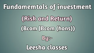 Risk and Return Measurement of holding period return Bcom hons Bcom [upl. by Norrv]