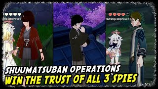 Shuumatsuban Operations How to Win the Trust of All 3 Spies  Genshin Impact  All Dialogue Choices [upl. by Rasaec397]