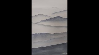 mistig landschap heel eenvoudige aquarel demo [upl. by Weinstein]