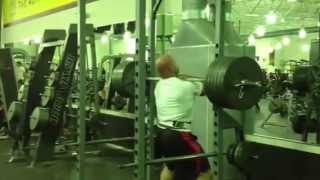 Stan Efferding 585 lb front squat [upl. by Adnaugal]