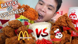 SPICY JOLLIBEE CHICKENJOY VS SPICY CHICKEN MCDO MUKBANG  BATTLE OF SPICYNESS [upl. by Narrat]