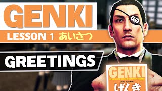 Genki Lesson 1 Greetings  Japanese with Video Games [upl. by Patterman]