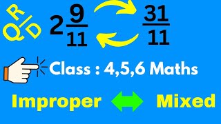 How to convert mixed fractions to improper fraction  Converting improper fractions to mixed numbers [upl. by Neelia826]