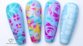 Quick and easy gel polish nail art Blooming gel nail art Easy blooming gel polish nail art [upl. by Annawik979]