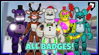 HOW TO GET ALL 23 BADGES and SECRET CHARACTERS in Fredbears Mega Roleplay  ROBLOX [upl. by Filbert]