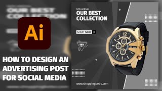 Adobe Illustrator  Stylish Watch Ad Design  BeginnerFriendly Tutorial [upl. by Cacilie]