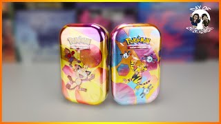 Pokemon TCG Scarlet And Violet 151 Mini Tins Meowth And Electabuzz Opening [upl. by Cora]