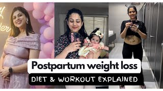 Postpartum weight loss journey  diet workout 25kg weight loss in 4 weeks explained [upl. by Esenahs]