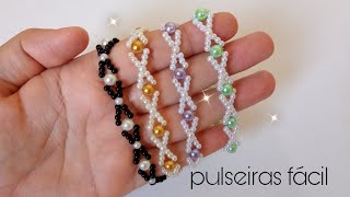 Como fazer pulseiras em perolas com linha de siliconefácil de fazer [upl. by Kendall]