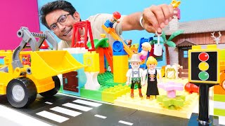 Playmobil Lego Duplo oyun parkı kuruyoruz Nail Baba çiftlikte etrafı düzeltiyor Okul öncesi [upl. by Aramoy836]