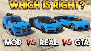 GTA 5 NERO VS REAL BUGATTI VS MODDER [upl. by Nelo]