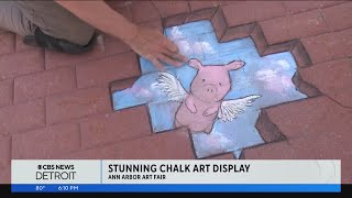 Checking out a stunning chalk art display at the Ann Arbor Art Fair [upl. by Stichter]