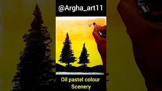 Oil pastel colour scenery drawing 😱shorts drawing art [upl. by Platas]