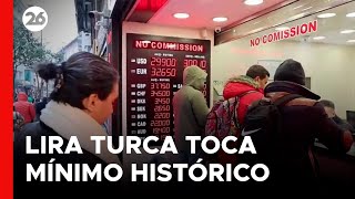 La lira turca toca un nuevo mínimo histórico frente al dólar y el euro [upl. by Yrrah]