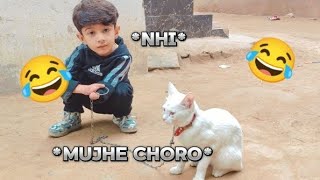 Hussain ne cat ko nhi chora 😂rajabbutt94 RajabfamilyTrendingForyou [upl. by Dibbrun289]