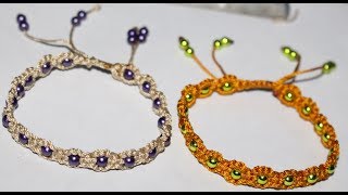 Pulseras con perlitas de  HILO MACRAMÉ [upl. by Piper796]