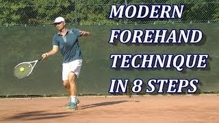 Modern Tennis Forehand Technique In 8 Steps [upl. by Yelmene]