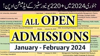 All Open Admissions in January 2024  220 GovtPrivate Universities Admissions Open [upl. by Akitahs874]