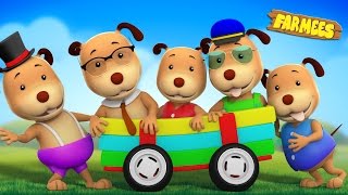 Five Little Dogs  Dog Song  Nursery Rhymes For Children by Farmees [upl. by Kehsihba]