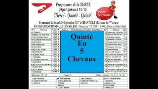 Rabaturf Pronostic 100  QuintéEn CINQChantilly R1 Samedi 30092017 l [upl. by Hanson]