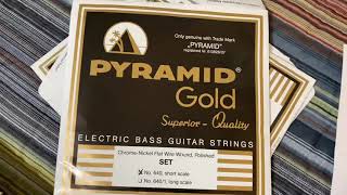 Pyramid Gold Chrome Nickel 640 vs Rotosound Jazz Bass RS77M on Fender Mustang Bass String Through [upl. by Eelek]