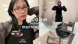 500 AM School Morning Routine 📖11th grade makeup study ootd i’m tired… [upl. by Aromas]