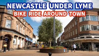 Bike Ride in NEWCASTLE UNDER LYME Town Centre  Stoke on Trent  Staffordshire  Cycling Video [upl. by Drarehs501]