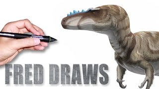 Alioramus for Wikipedia  Dinosaur Timelapse Paint  Fred Draws [upl. by Amati]