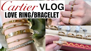 CARTIER VLOG I TRY ALL THE LOVE BRACELET amp RINGS WATCH THIS BEFORE BUYING Thick vs Thin [upl. by Joelie]