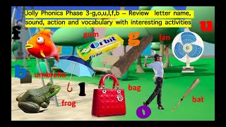 Jolly Phonics Phase 3  goulbf  Review soundsaction and vocabulary with activities [upl. by Eetsirk]