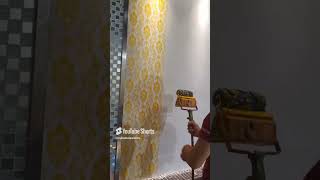 Wall Stencil painting  stencil  shorts [upl. by Anotal]