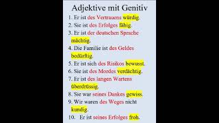 Adjektive mit Genitiv b2 c1 c2 german learngerman grammatik genitiv adjektiv [upl. by Asa834]