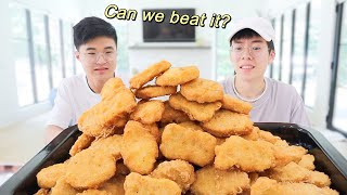 100 CHICKEN MCNUGGETS IN 10 MINUTES CHALLENGE [upl. by Nylyoj]