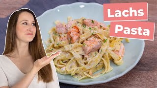 LACHS PASTA mit Sahne Soße schnelles ONE POT Rezept Lachsnudeln 🐟 [upl. by Sucramed]