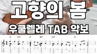 우쿨렐레 커버 고향의 봄  핑거스타일  타브 악보  TAB [upl. by Attelrac]