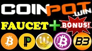 CoinPot Win  Faucet de 5 moedas diferentes e mais Bônus para ganhar mais Bitcoin por hora [upl. by Raycher]