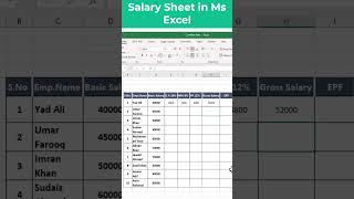 Payroll Or Salary Sheet in Microsoft Excel  How create Payroll in Ms Excel excel excelfunction [upl. by Leffen]