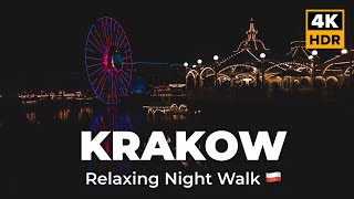 🇵🇱Relaxing Night Walk in Krakow City Center Poland 4K HDR [upl. by Iroj552]