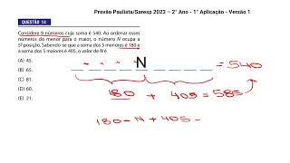 Questão 14  Provão PaulistaSaresp 2023 – 2° Ano  1° Aplicação  Versão 1 [upl. by Dhiman]