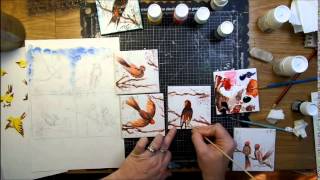 Bird Tile Coasters with Pebeo Porcelaine Paints by Michelle Grant [upl. by Barthol429]