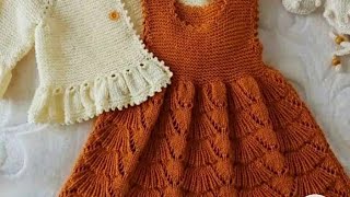 Frock with Umbrella Knitting Design Jali Tutorial Girls Woolen FrockDesign411 [upl. by Atnaloj862]