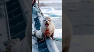 Male seal asked the sailor to help rescue the female seal and her cups who were injured in the net [upl. by Gnohc]