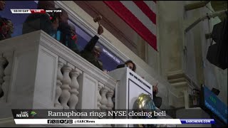 New York  President Cyril Ramaphosa rings NYSE closing bell [upl. by Edna]