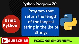 Program that returns the length of longest string in a list of strings in Python  in Hindi [upl. by Ahsait569]