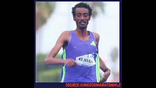 Ethiopian Olympian Yomif Kejelcha Sets Mens Half Marathon World Record [upl. by Kevin]