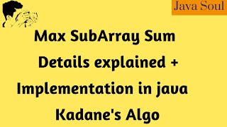 maximum subarray sum  kadanes algorithm  java [upl. by Alexandrina]