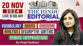 Hindu Editorial Analysis  20 November 2024  Vocab Grammar Reading Skimming  By Kinjal Gadhavi [upl. by Dorej]