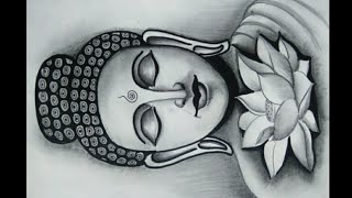 How to draw a simple yet beautiful pencil shading sketch of lord Buddha [upl. by Bunker]