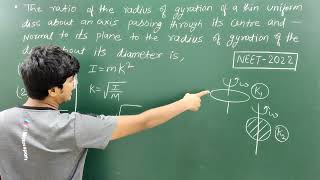 The ratio of the radius of gyration of a thin uniform disc about an axis passing through neet2022 [upl. by Hnah919]